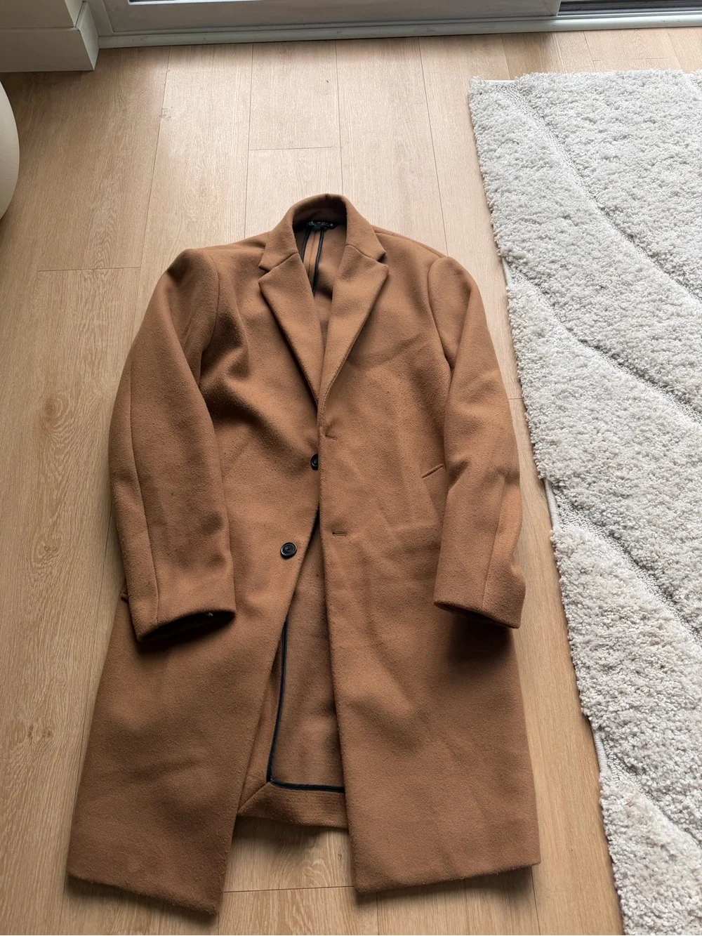 Zara Camel Wool-Blend Pea Coat